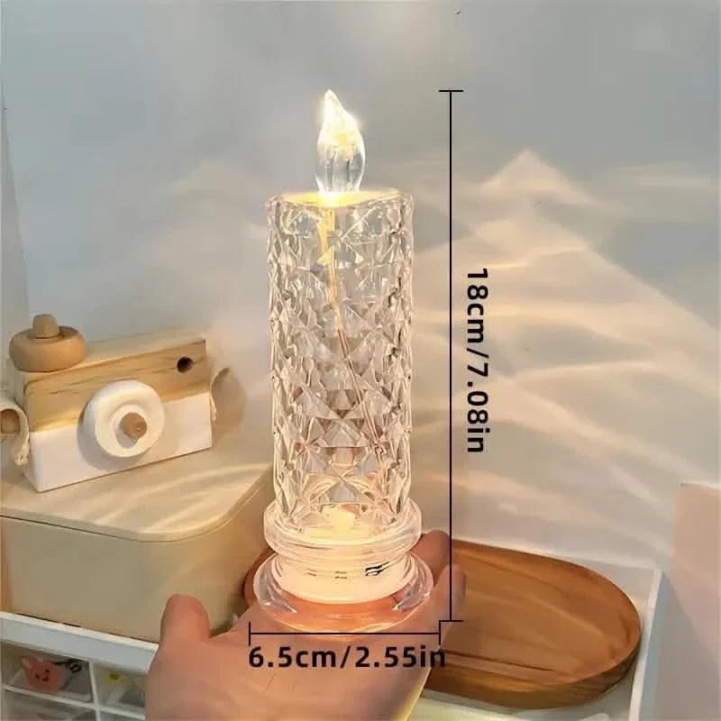Battery-Powered LED Candle Lamp With Rose Pattern Refraction Halo Projection DailySale