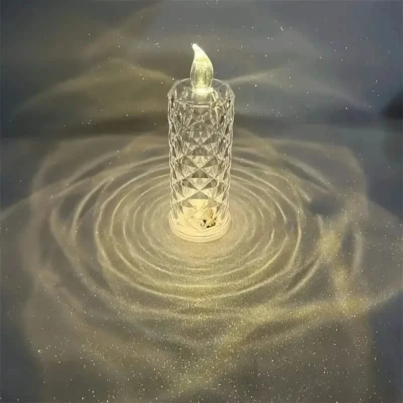 Battery-Powered LED Candle Lamp With Rose Pattern Refraction Halo Projection DailySale