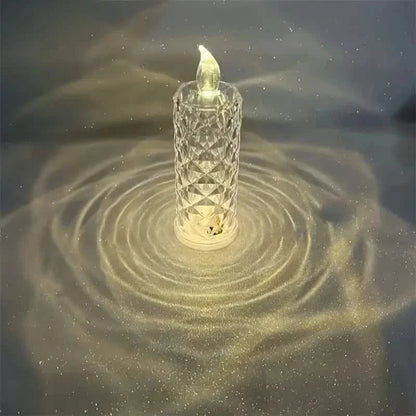 Battery-Powered LED Candle Lamp With Rose Pattern Refraction Halo Projection DailySale