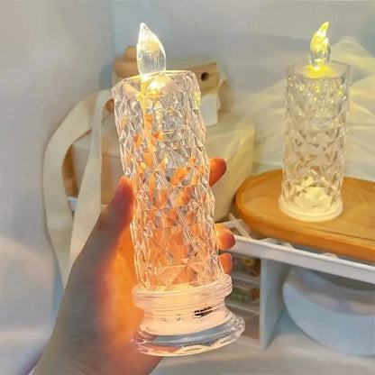 Battery-Powered LED Candle Lamp With Rose Pattern Refraction Halo Projection DailySale