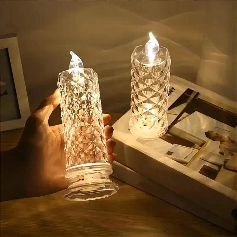Battery-Powered LED Candle Lamp With Rose Pattern Refraction Halo Projection DailySale