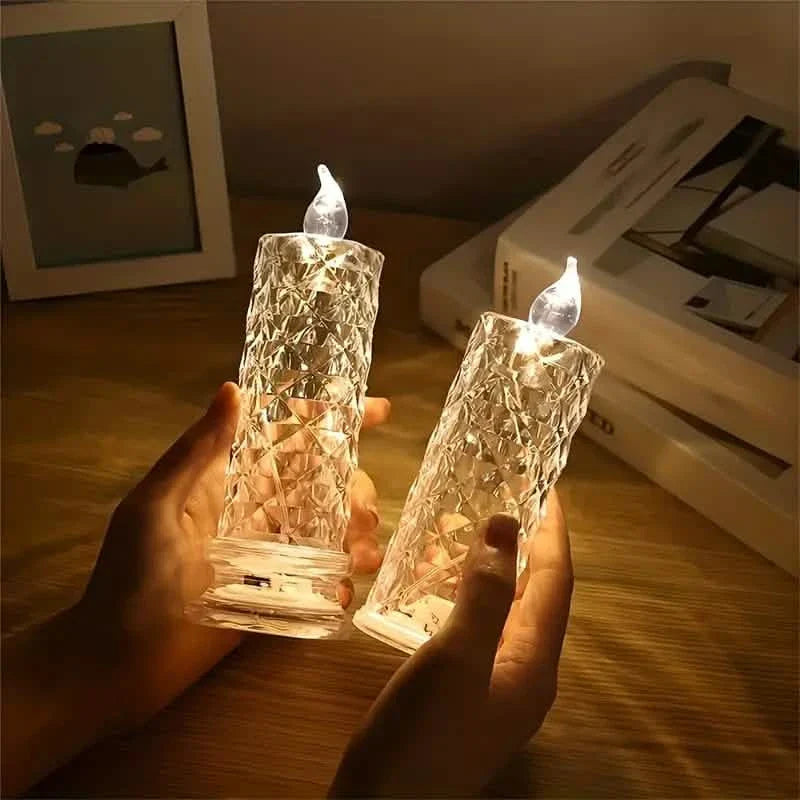 Battery-Powered LED Candle Lamp With Rose Pattern Refraction Halo Projection DailySale