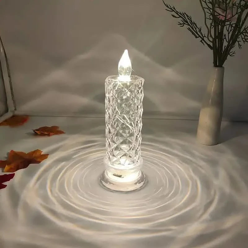 Battery-Powered LED Candle Lamp With Rose Pattern Refraction Halo Projection DailySale