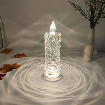 Battery-Powered LED Candle Lamp With Rose Pattern Refraction Halo Projection DailySale