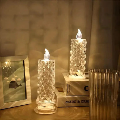 Battery-Powered LED Candle Lamp With Rose Pattern Refraction Halo Projection DailySale