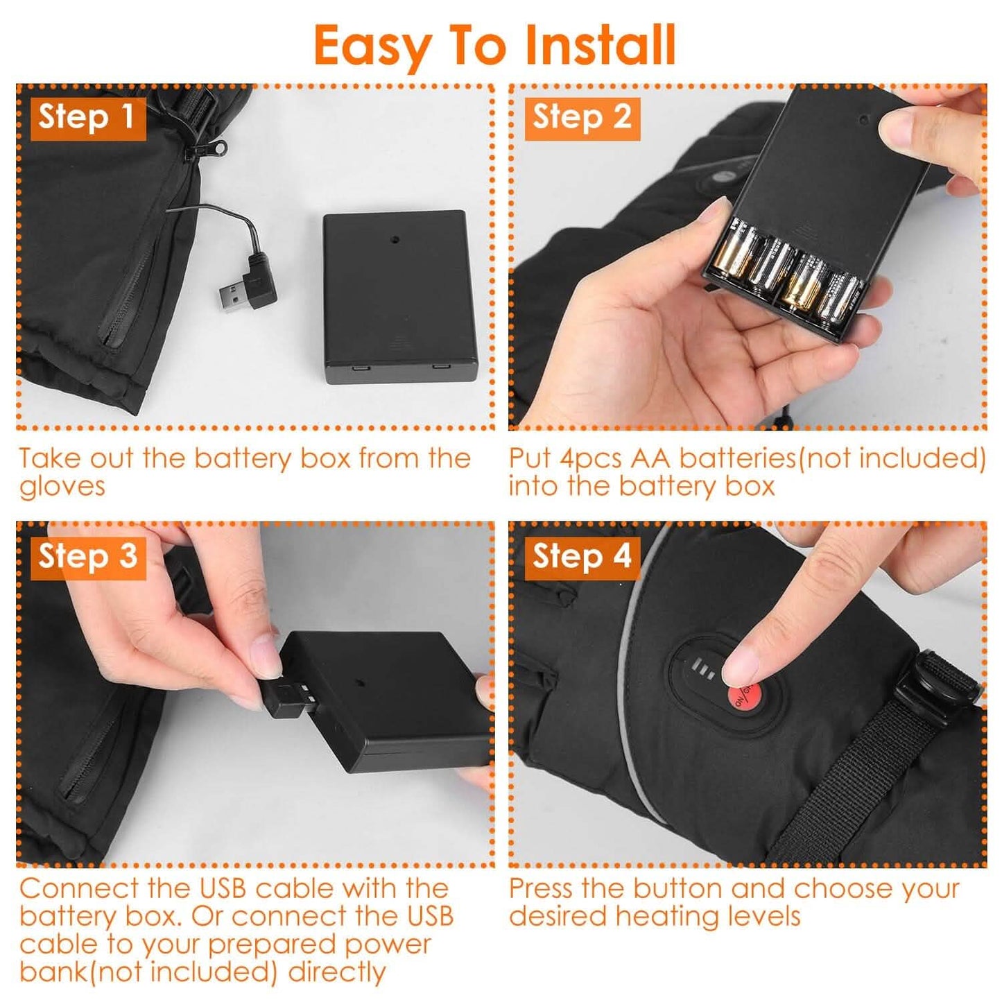 Battery Powered USB Touchscreen Thermal Gloves DailySale