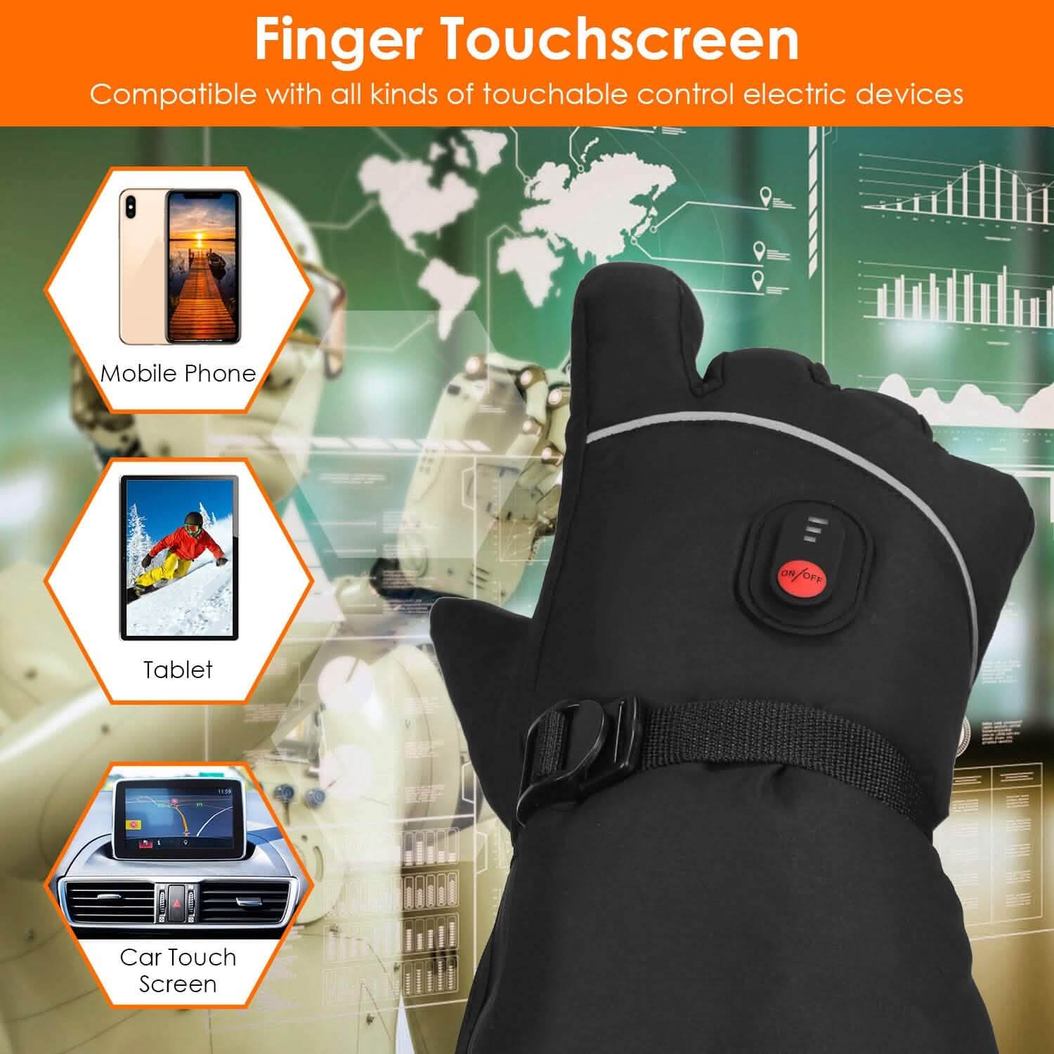 Battery Powered USB Touchscreen Thermal Gloves DailySale