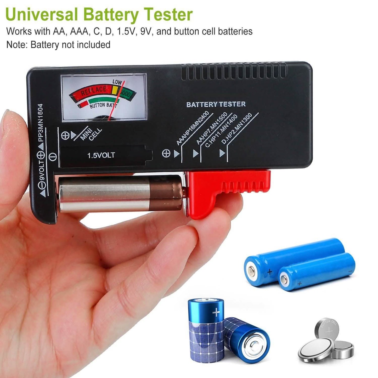 Battery Tester Checker Universal For AA AAA C D 9V 1.5V Button Cell Battery DailySale