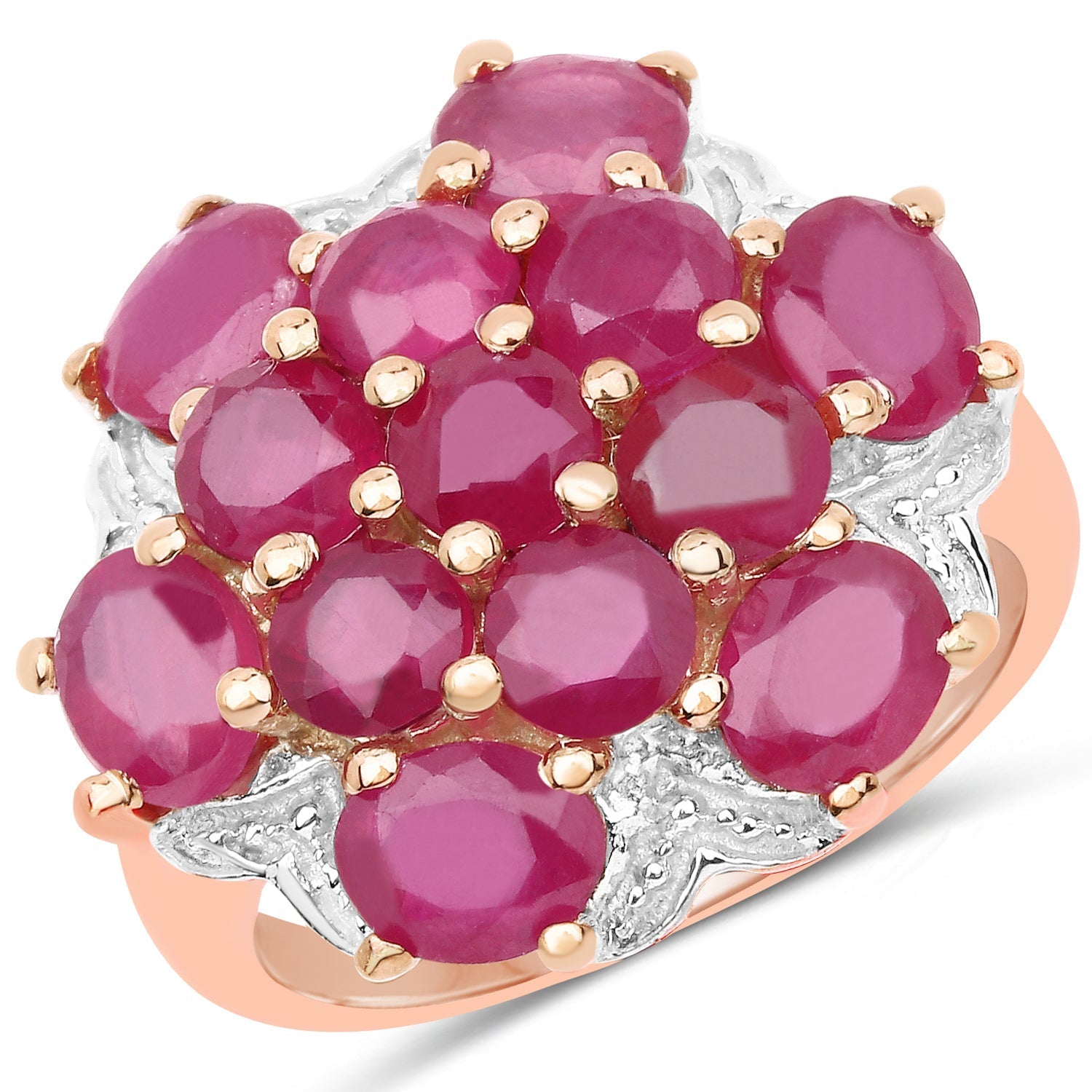 14K Rose Gold Plated 4.52 Carat Genuine Glass Filled Ruby .925 Sterling Silver Ring Bids.com