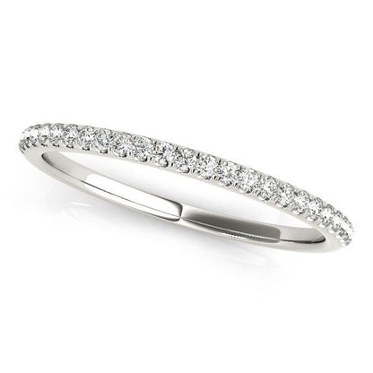 14k White Gold Round Diamond Pave Set Wedding Band (1/8 cttw) Bids.com