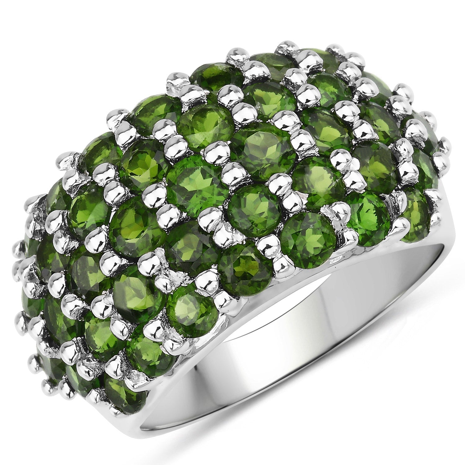 5.04 Carat Genuine Chrome Diopside .925 Sterling Silver Ring Bids.com