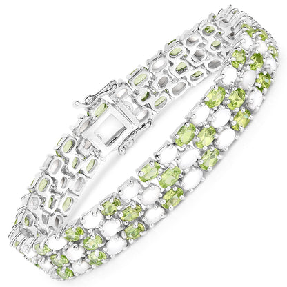 19.73 Carat Genuine Opal and Peridot .925 Sterling Silver Bracelet Bids.com