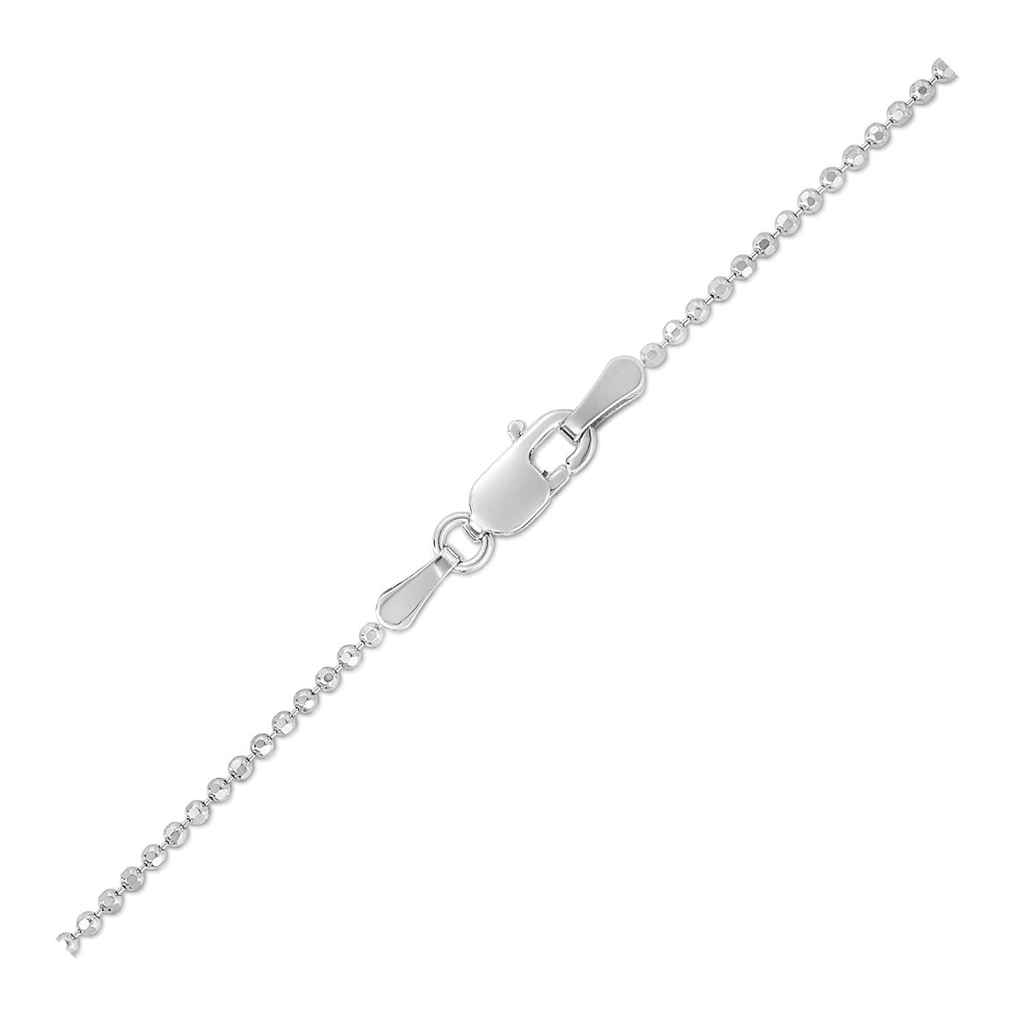 14k White Gold Diamond-Cut Bead Chain 1.2mm Bids.com