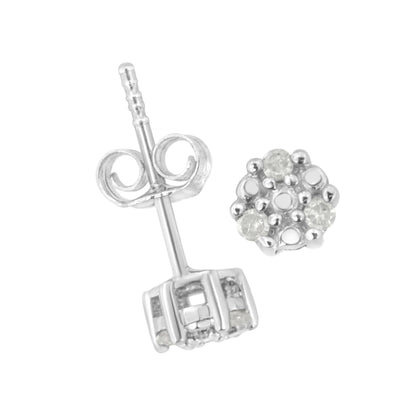 .925 Sterling Silver 1/10 cttw Prong Set Round-Cut Trio Diamond Stud Earrings (I-J Color, I3 Clarity) Bids.com
