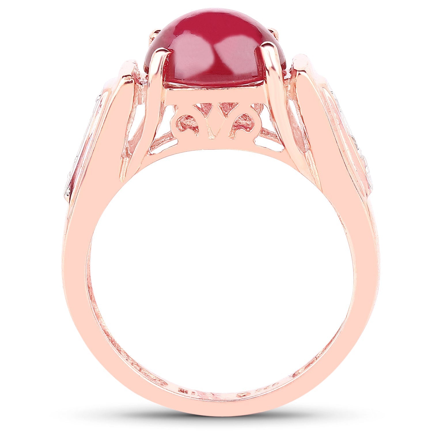 14K Rose Gold Plated 4.71 Carat Genuine Glass Filled Ruby and White Topaz .925 Sterling Silver Ring Bids.com