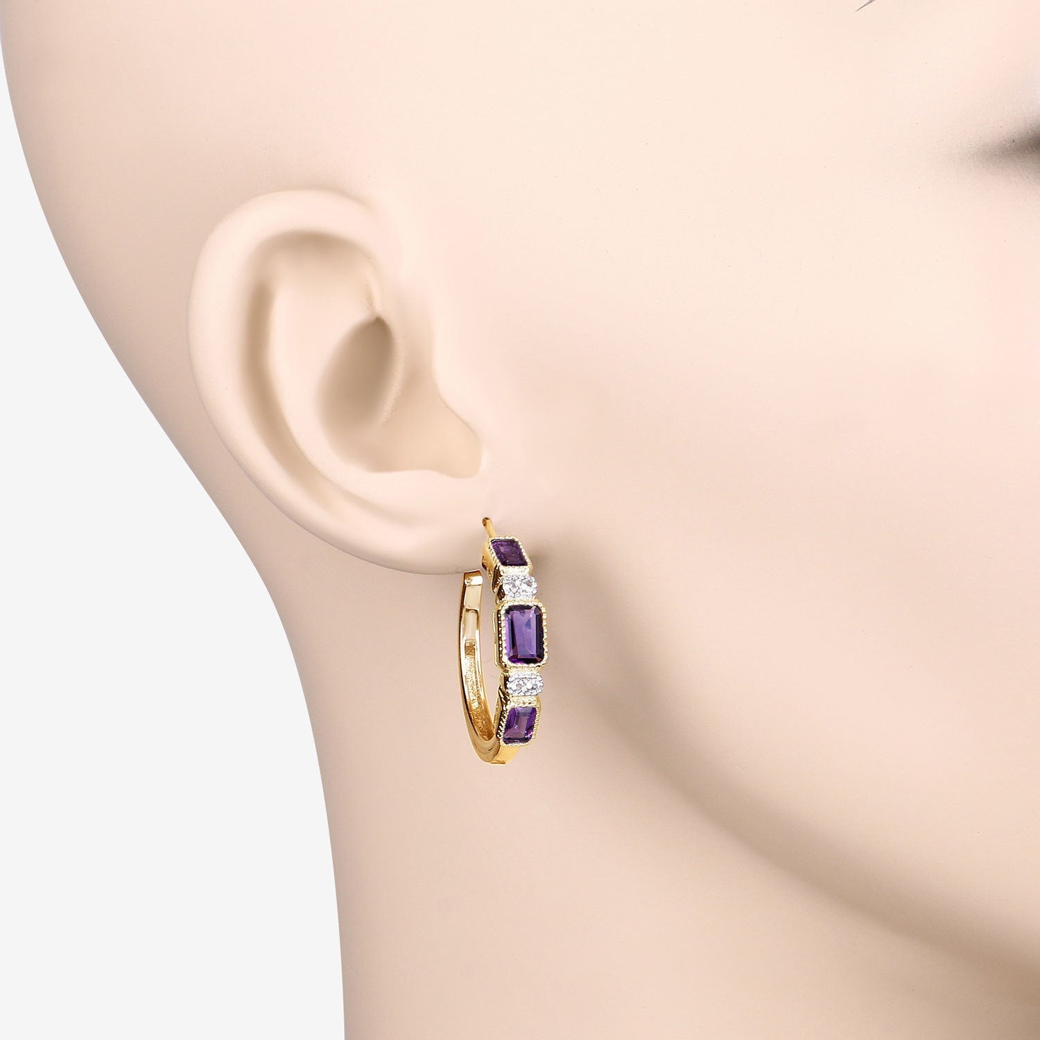 2.18 Carat Genuine Amethyst and White Topaz .925 Sterling Silver Earrings Bids.com