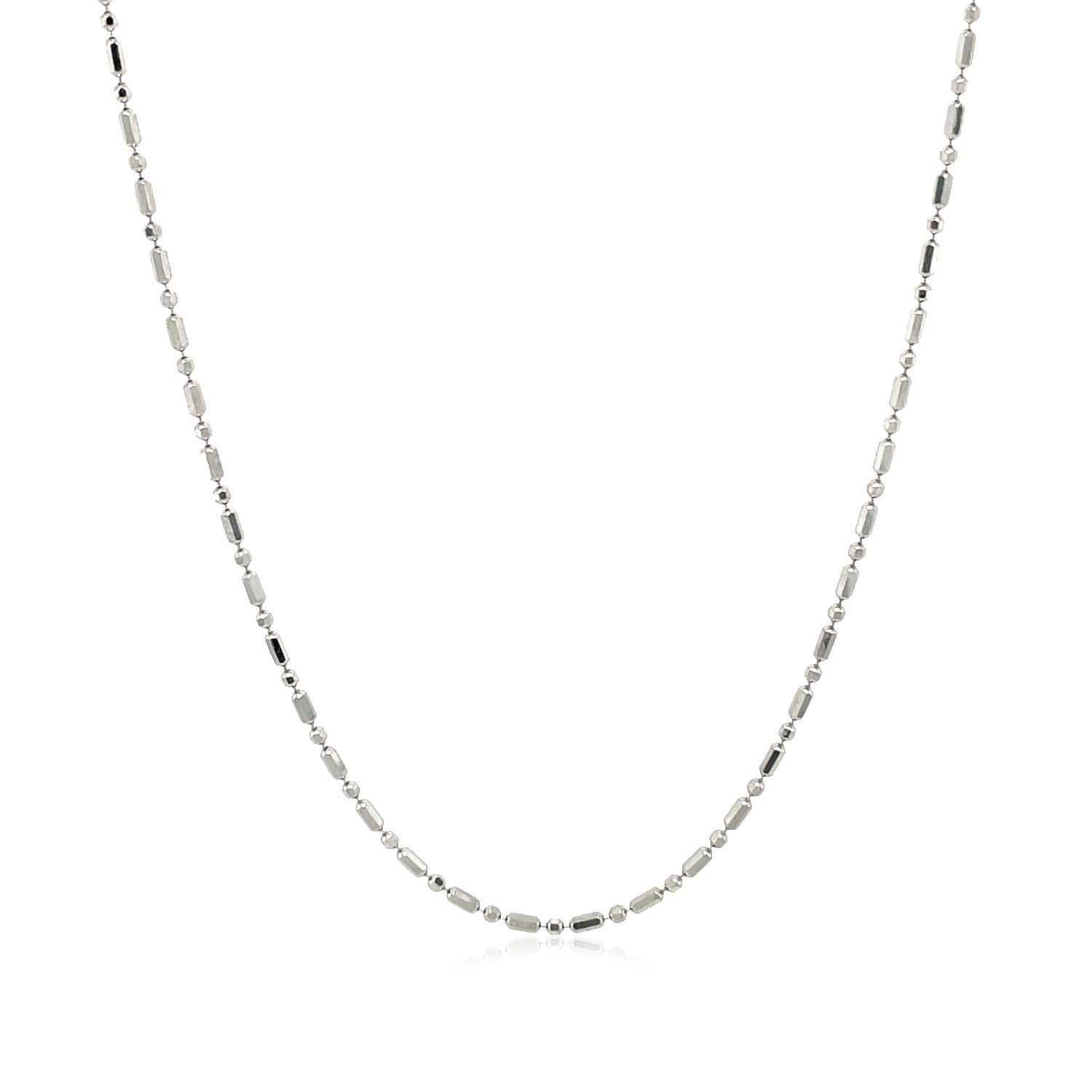 14k White Gold Diamond-Cut Alternating Bead Chain 1.2mm Bids.com