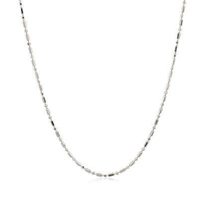 14k White Gold Diamond-Cut Alternating Bead Chain 1.2mm Bids.com