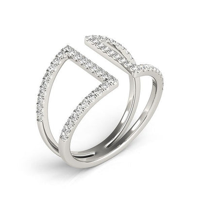 14k White Gold Open Style Dual Band Ring with Diamonds (1/2 cttw) Bids.com