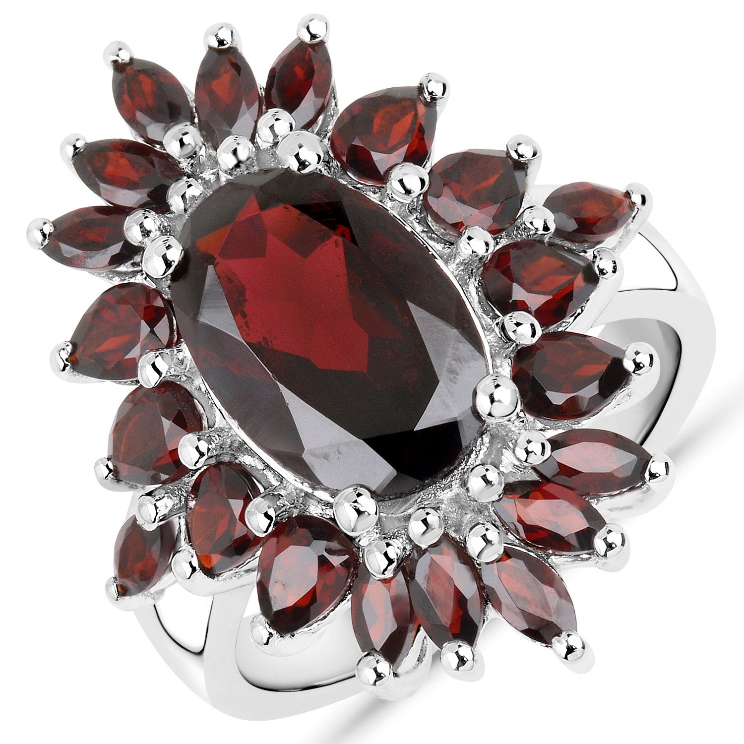 20.24 Carat Genuine Garnet .925 Sterling Silver 3 Piece Jewelry Set (Ring, Earrings, and Pendant w/ Chain) Bids.com