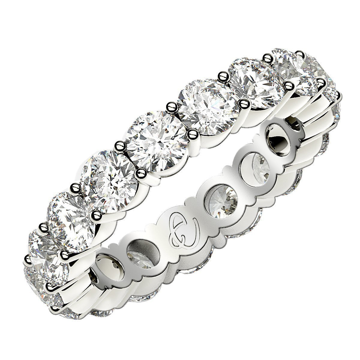 Round Cut Lab Grown Diamond Eternity Ring in 14k White Gold (3 cttw FG/VS2) Bids.com