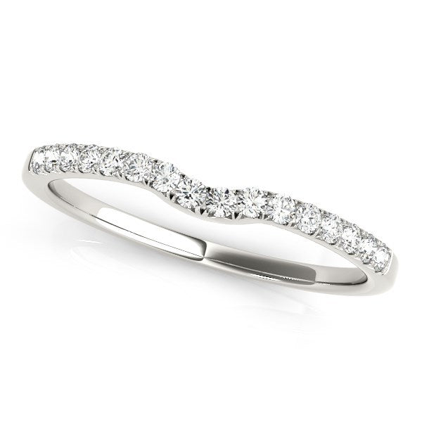 14k White Gold Curved Pave Setting Diamond Wedding Ring (1/8 cttw) Bids.com