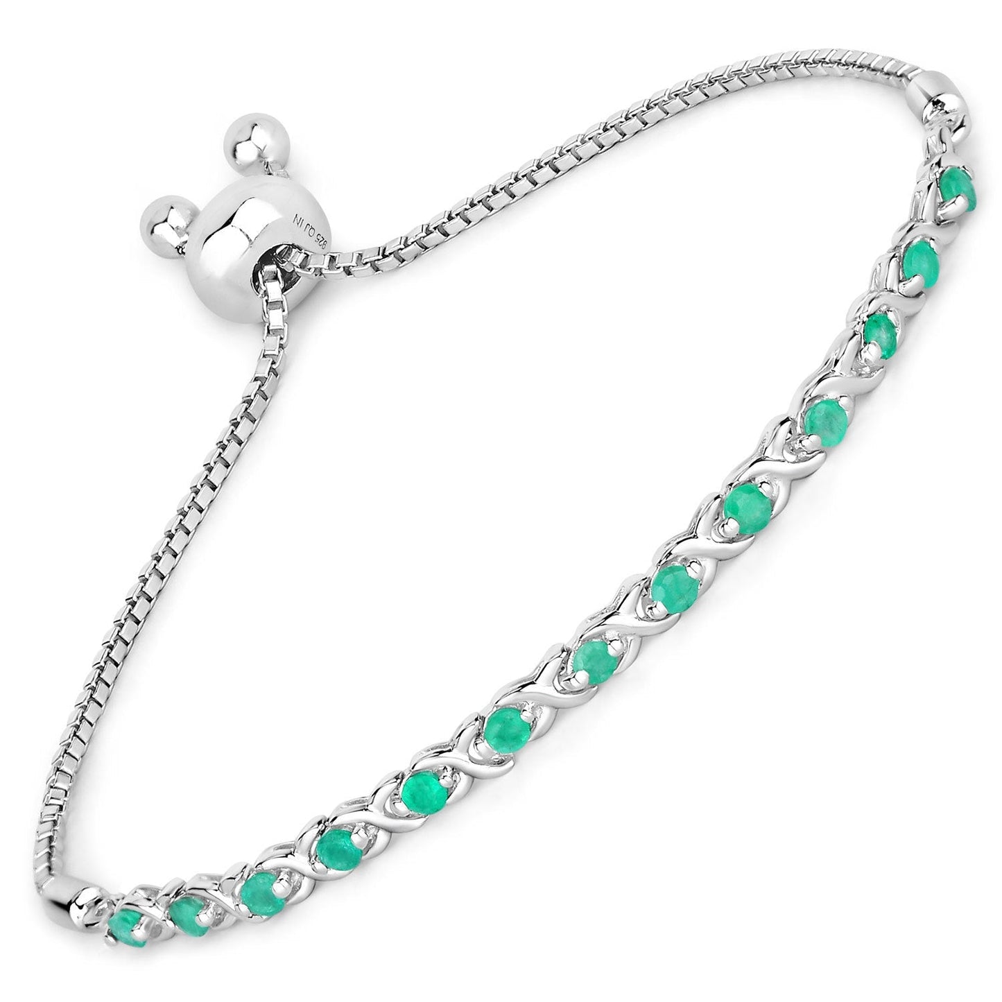 0.72 Carat Genuine Emerald .925 Sterling Silver Bracelet Bids.com