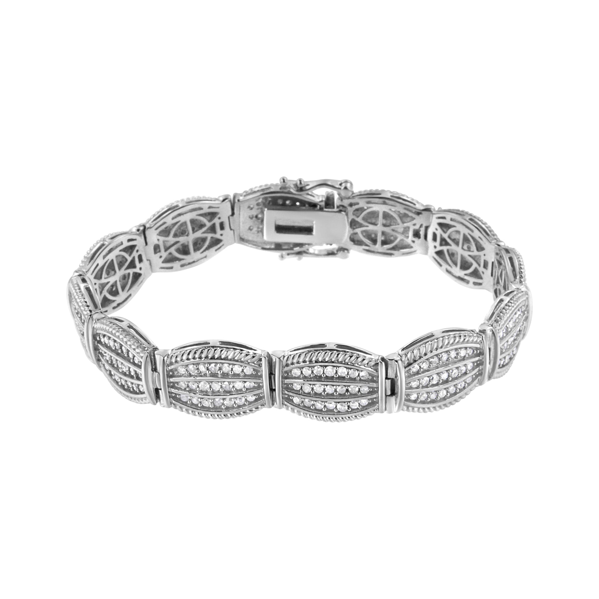 .925 Sterling Silver 3.0 Cttw Prong Set Diamond Art Deco Style Tennis Bracelet (I-J Color, I2-I3 Clarity) - 7.25" Bids.com