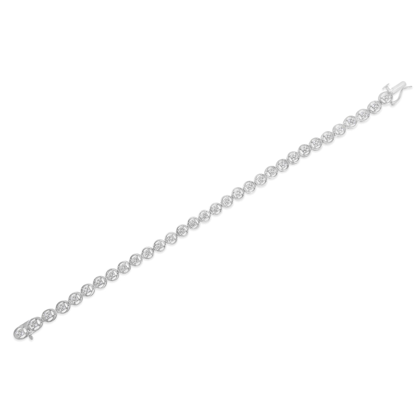 14K Rose Gold Over .925 Sterling Silver 1/4 Cttw Diamond 7" Open Circle Wheel Link Tennis Bracelet (I-J Color, I2-I3 Clarity) Bids.com
