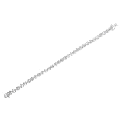 14K Rose Gold Over .925 Sterling Silver 1/4 Cttw Diamond 7" Open Circle Wheel Link Tennis Bracelet (I-J Color, I2-I3 Clarity) Bids.com