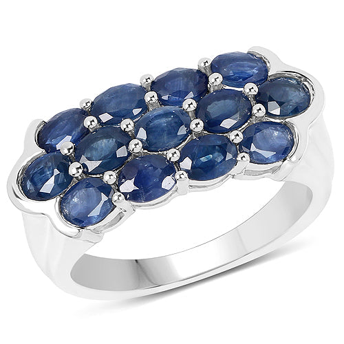 2.60 Carat Genuine Blue Sapphire .925 Sterling Silver Ring Bids.com