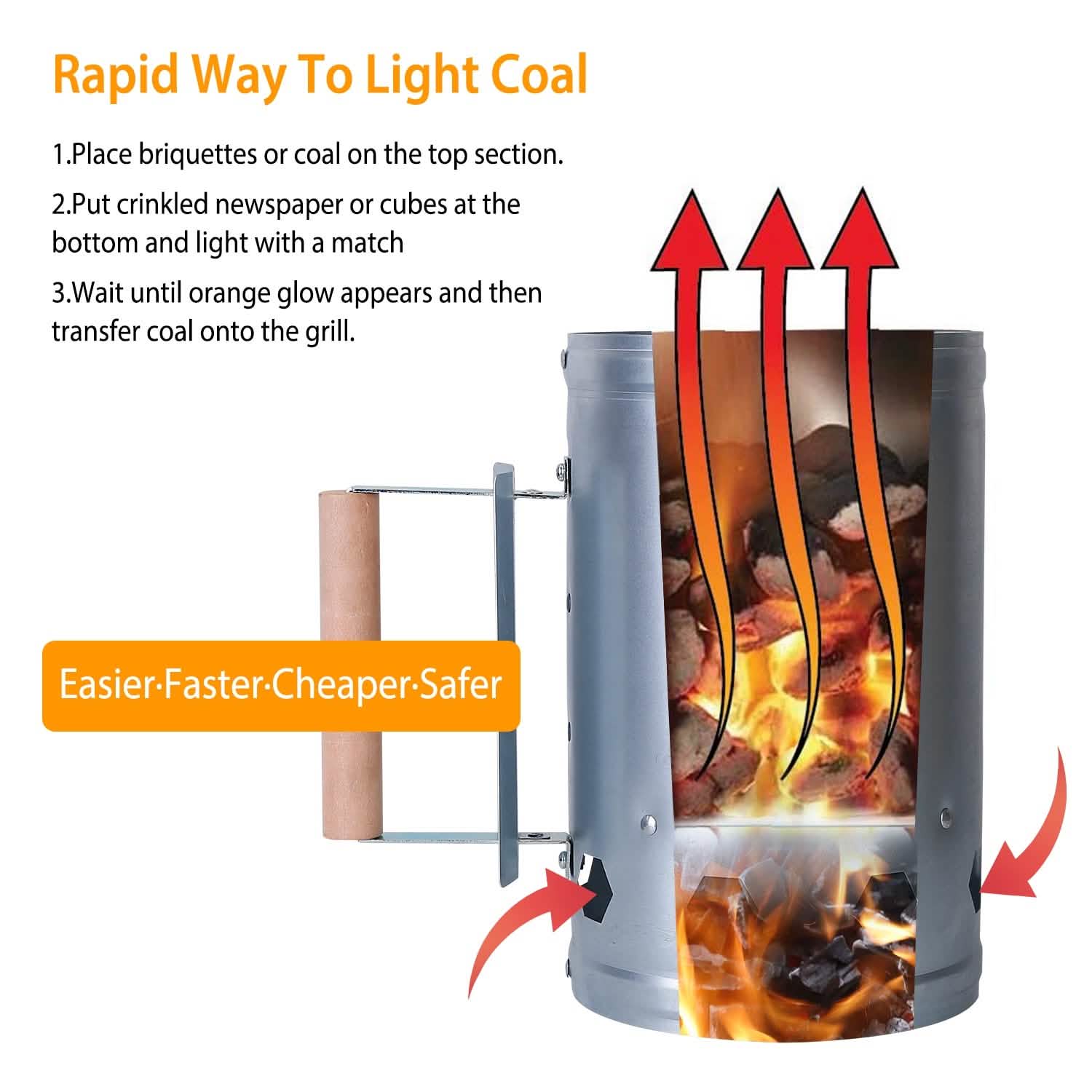BBQ Charcoal Chimney Can Grill Lighter DailySale