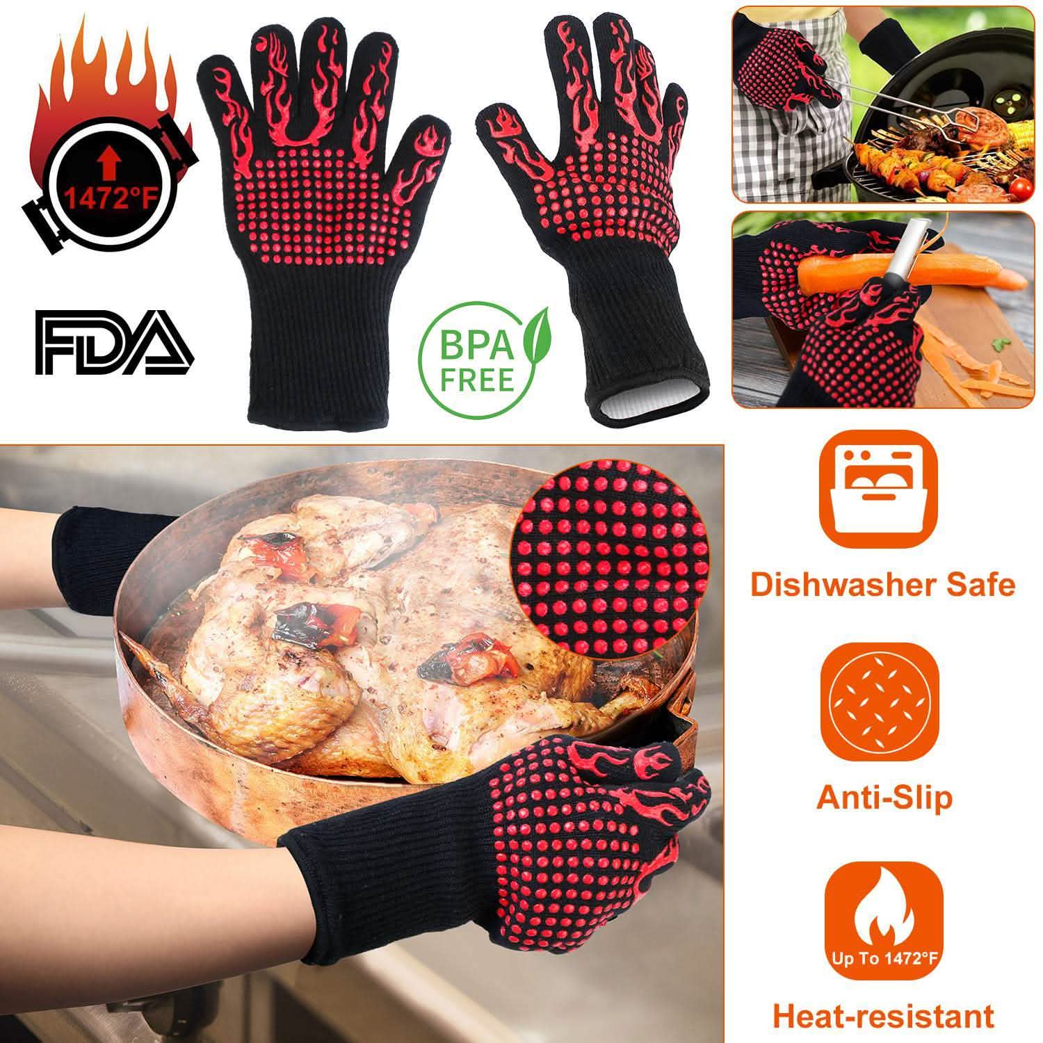 BBQ Gloves 1472¬∞F Heat Resistant Grill Gloves Anti-slip DailySale