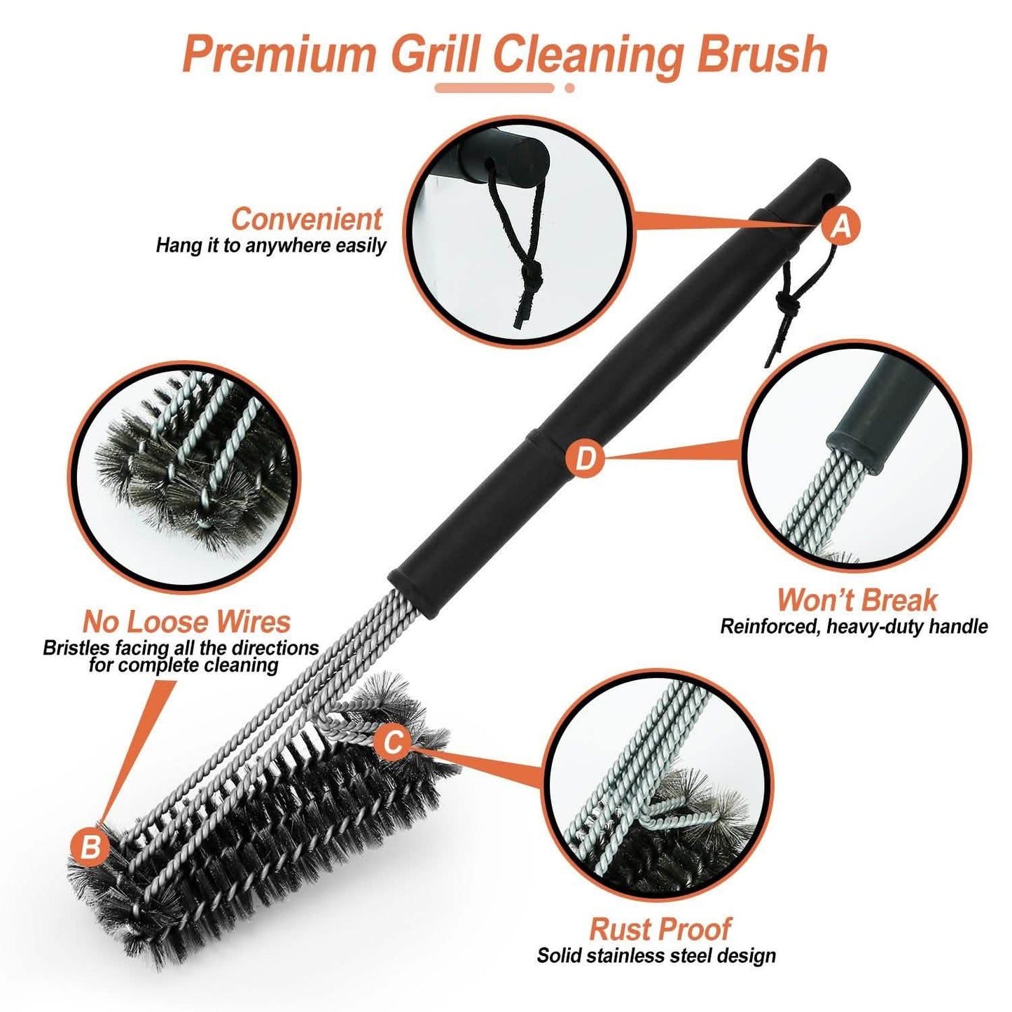 BBQ Grill Cleaning Brush Stainless Steel DailySale
