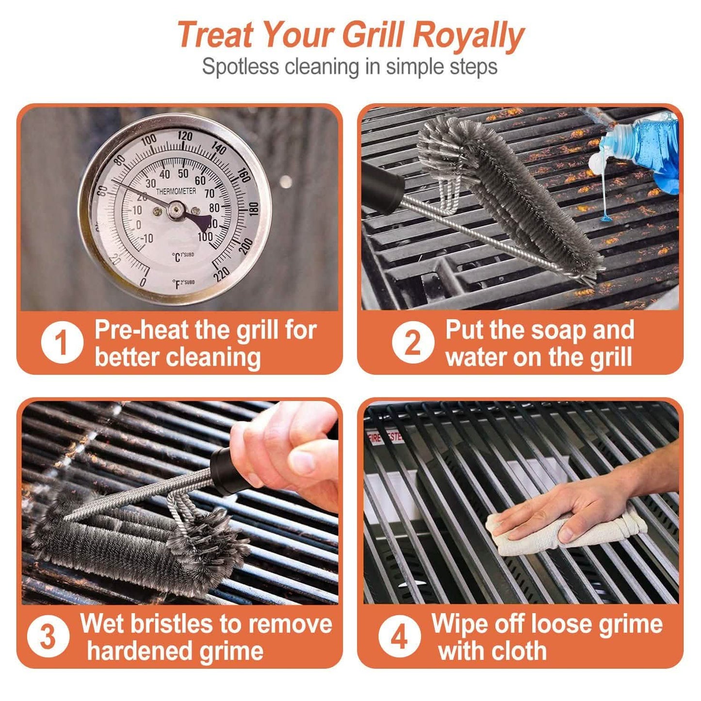 BBQ Grill Cleaning Brush Stainless Steel DailySale