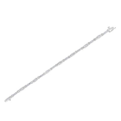 10K White Gold Geometric Pattern Diamond Tennis Bracelet (3 cttw, H-I Color, SI2-I1 Clarity) Bids.com