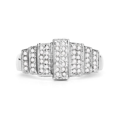 14K White Gold Plated 0.26 Carat Genuine White Diamond .925 Sterling Silver Ring Bids.com
