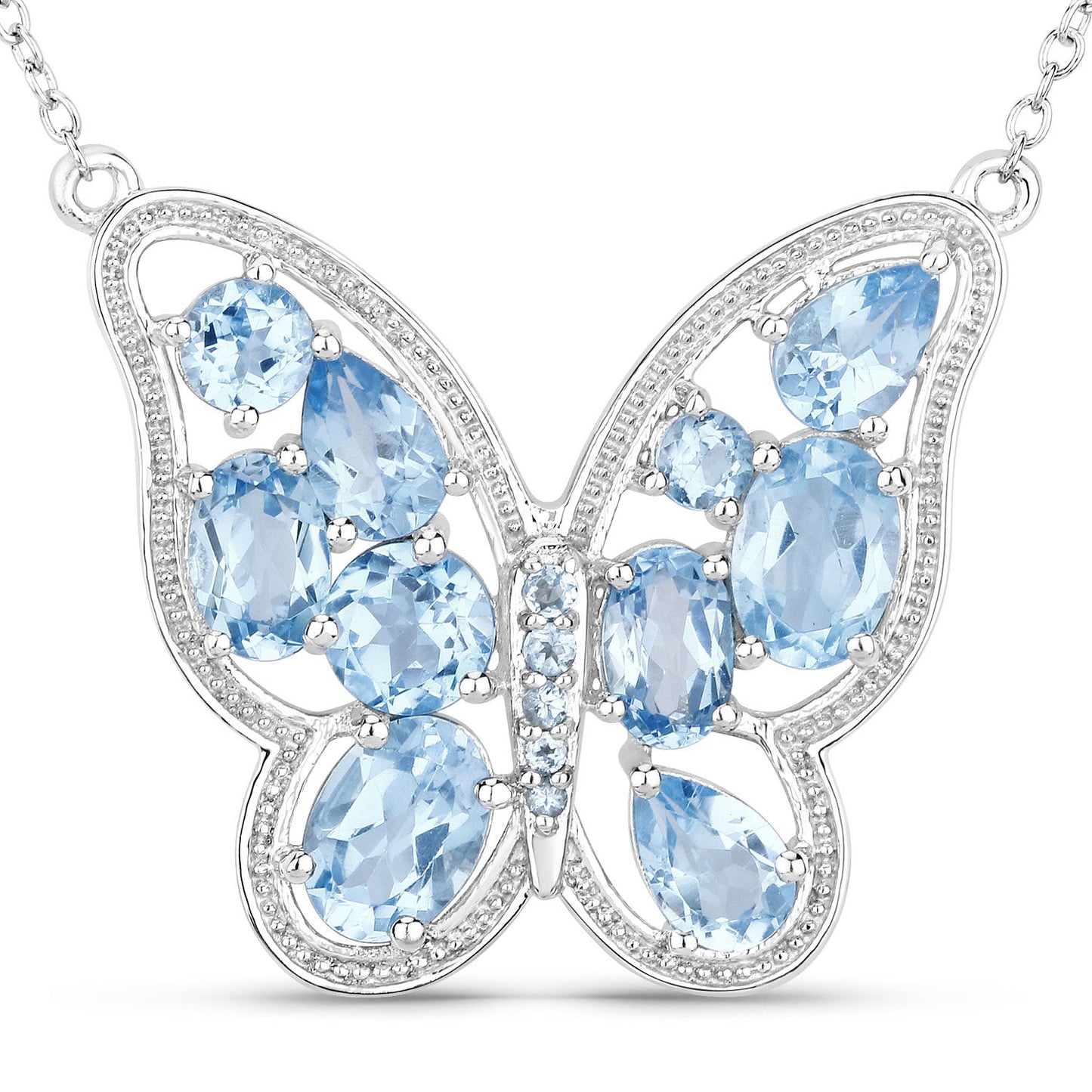 5.54 Carat Genuine Swiss Blue Topaz .925 Sterling Silver Necklace Bids.com