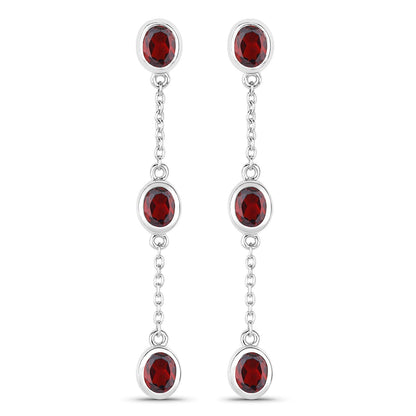 2.70 Carat Genuine Garnet .925 Sterling Silver Earrings Bids.com