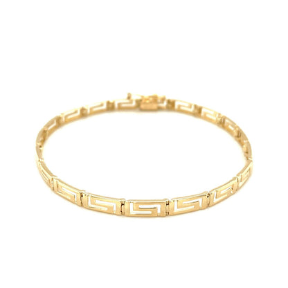14k Yellow Gold Greek Fret Design Fancy Bracelet Bids.com