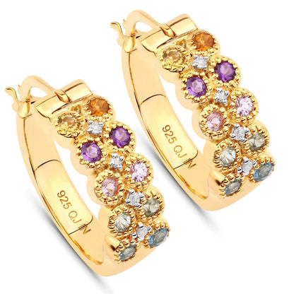 0.76 Carat Genuine Multi Stones .925 Sterling Silver Earrings Bids.com