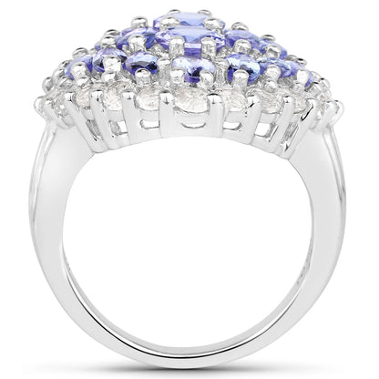 4.72 Carat Genuine Tanzanite and White Topaz .925 Sterling Silver Ring Bids.com