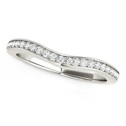 14k White Gold Curved Diamond Wedding Band (1/6 cttw) Bids.com
