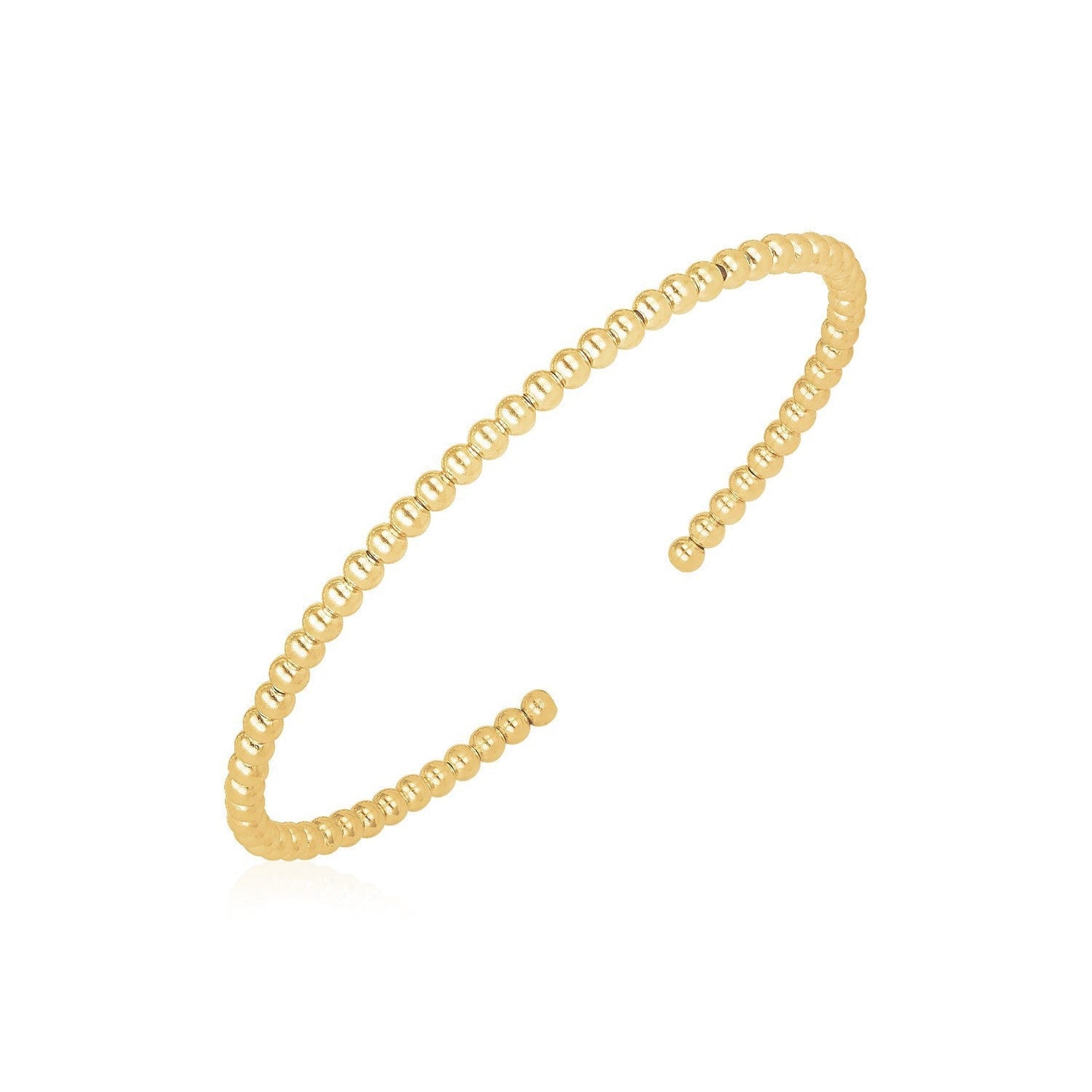 14k Yellow Gold High Polish Bead Cuff Bangle (3mm) Bids.com