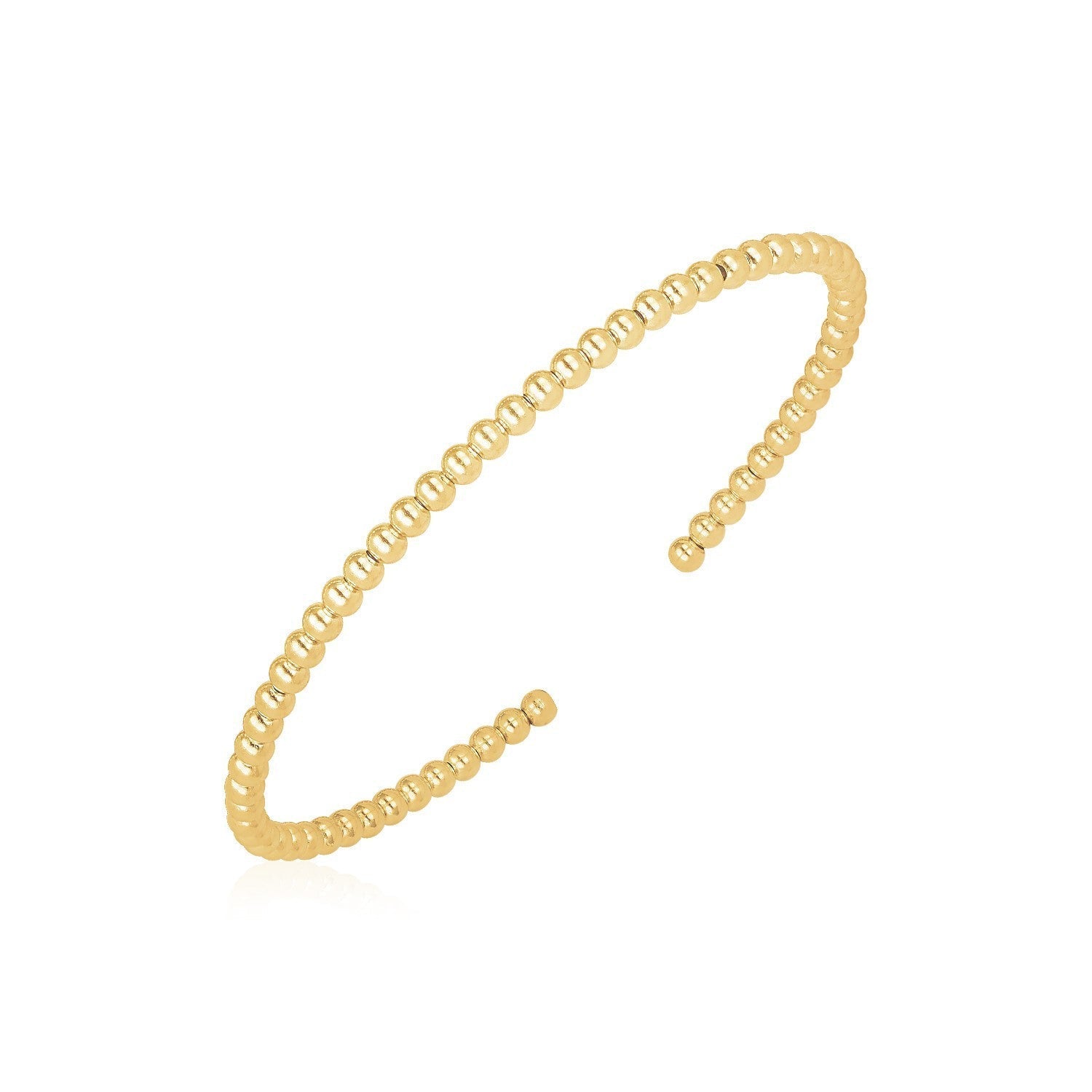 14k Yellow Gold High Polish Bead Cuff Bangle (3mm) Bids.com