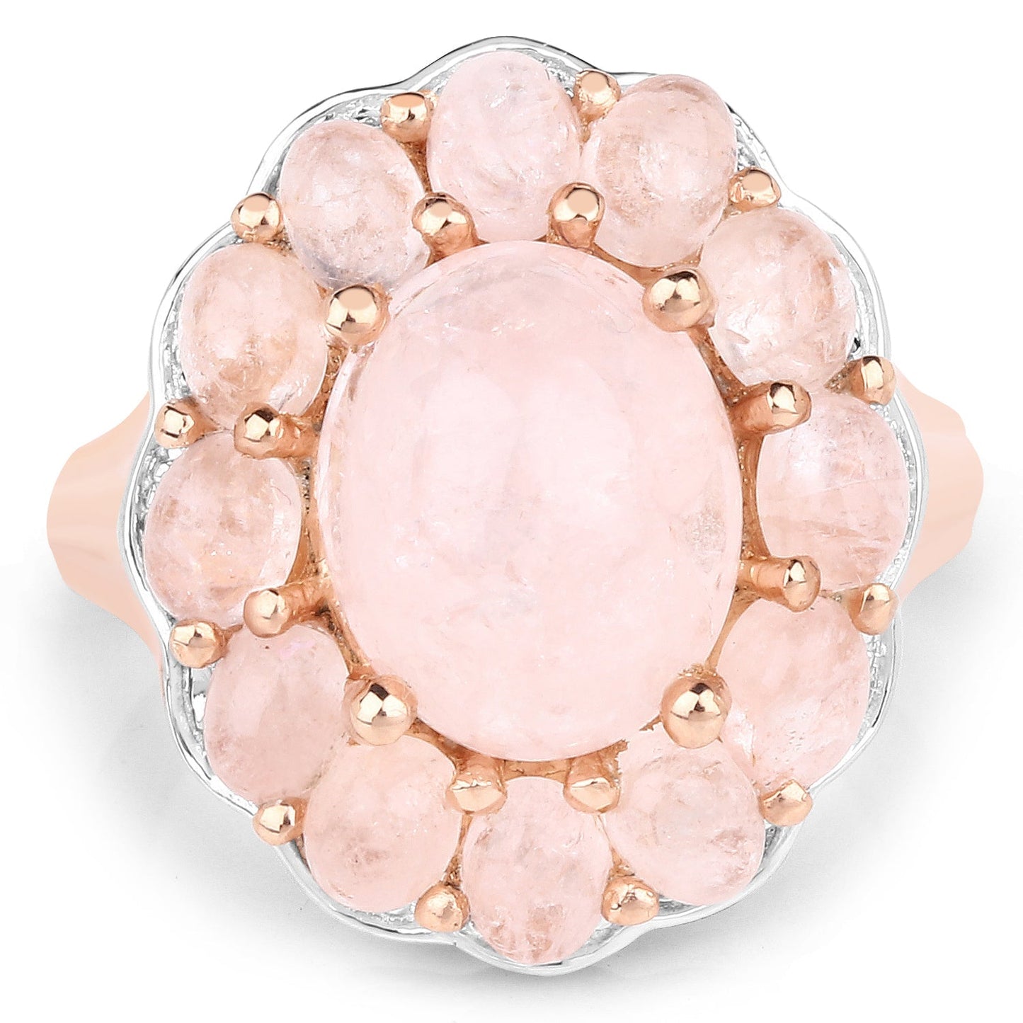 14K Rose Gold Plated 6.76 Carat Genuine Morganite .925 Sterling Silver Ring Bids.com