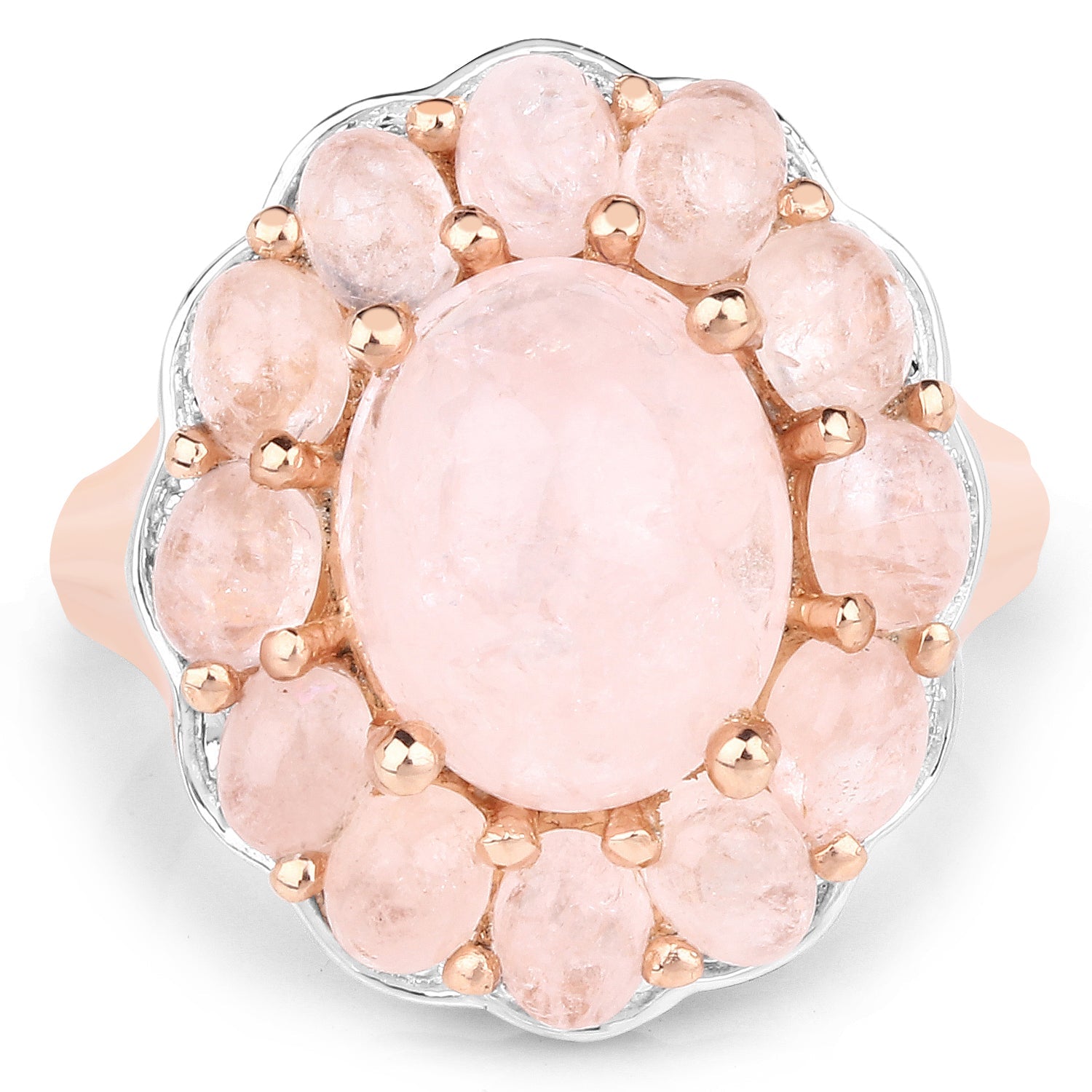 14K Rose Gold Plated 6.76 Carat Genuine Morganite .925 Sterling Silver Ring Bids.com