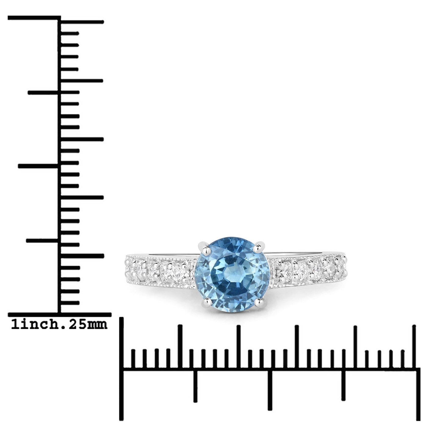 1.90 Carat Genuine Blue Sapphire and White Diamond 14K White Gold Ring Bids.com