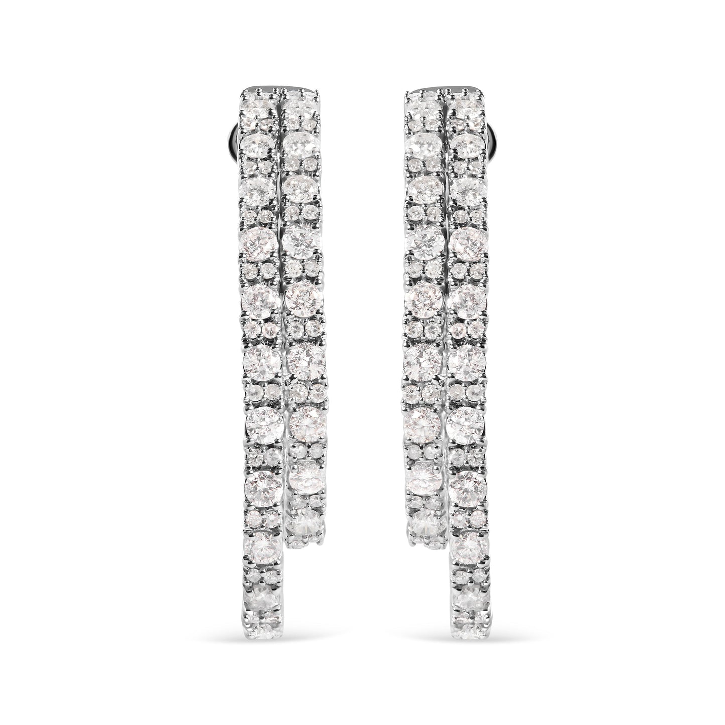 14K White Gold 4.0 Cttw Diamond Asymmetrical Inside Out Double-Hoop Earrings (I-J Color, I1-I2 Clarity) Bids.com