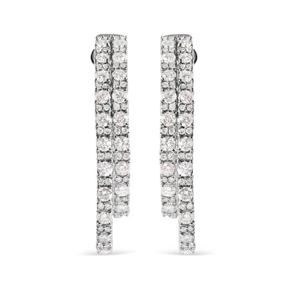 14K White Gold 4.0 Cttw Diamond Asymmetrical Inside Out Double-Hoop Earrings (I-J Color, I1-I2 Clarity) Bids.com
